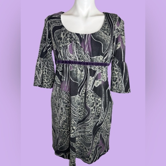 VNTG K Studio Collection Abstract Empire Velvet Waist Dress Size 12P - Picture 1 of 7